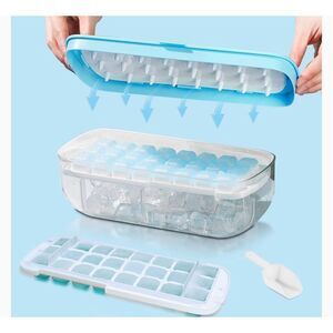 Pegilno Ice Cube Tray, Silicone Ice Trays for Freezer with Lid and Bin